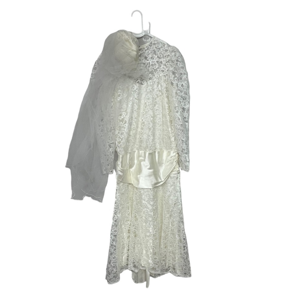 Alfred Angelo Ivory 1970s Wedding Dress Vintage 13 14